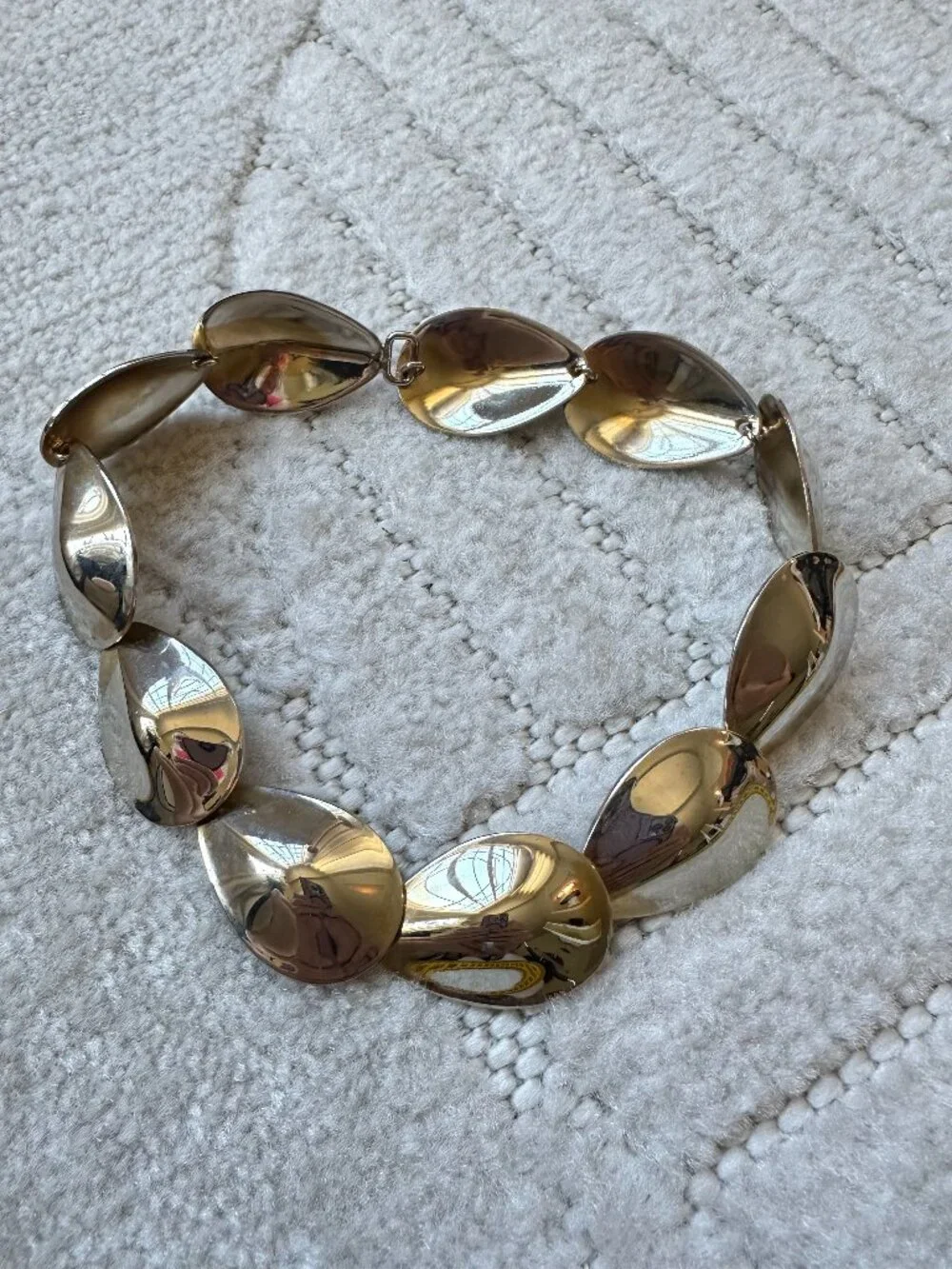 Vintage Silver Tone Sculptural Teardrop Collar Choker Necklace 14.5”